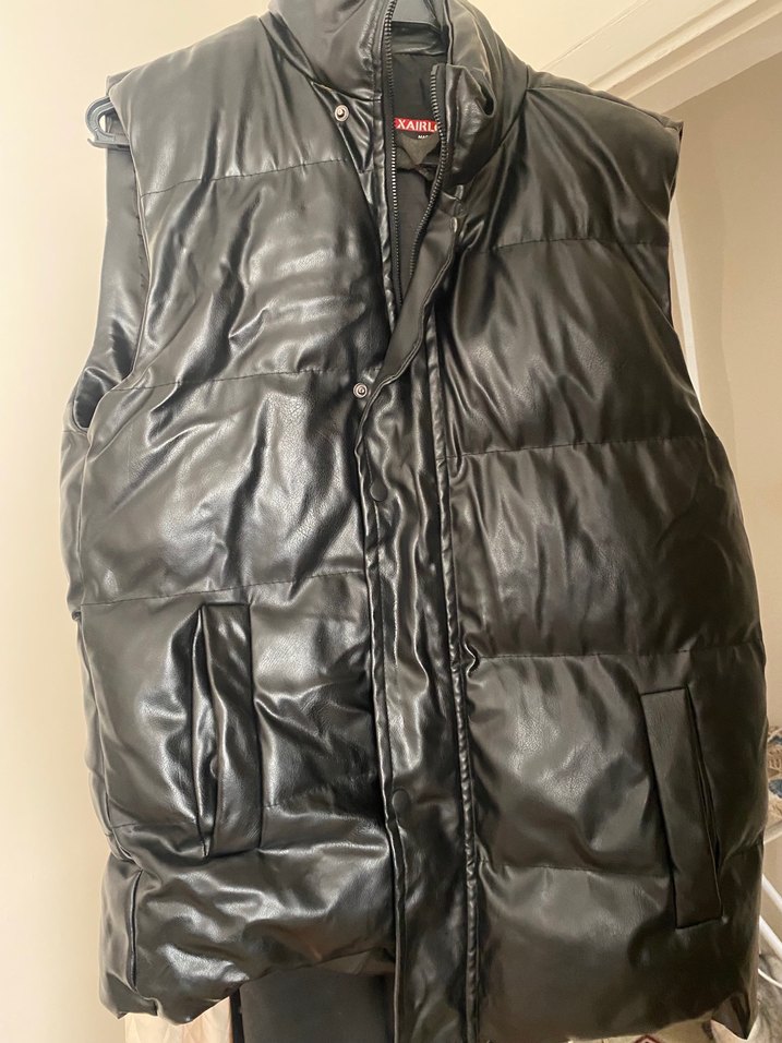 Siyah Deri Fermuarlı erkek Yelek - Görsel 4