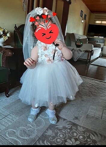 Duvaklı bebek gelinlik 