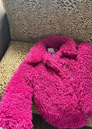 Pembe Peluş Kadın Mont - Görsel 3