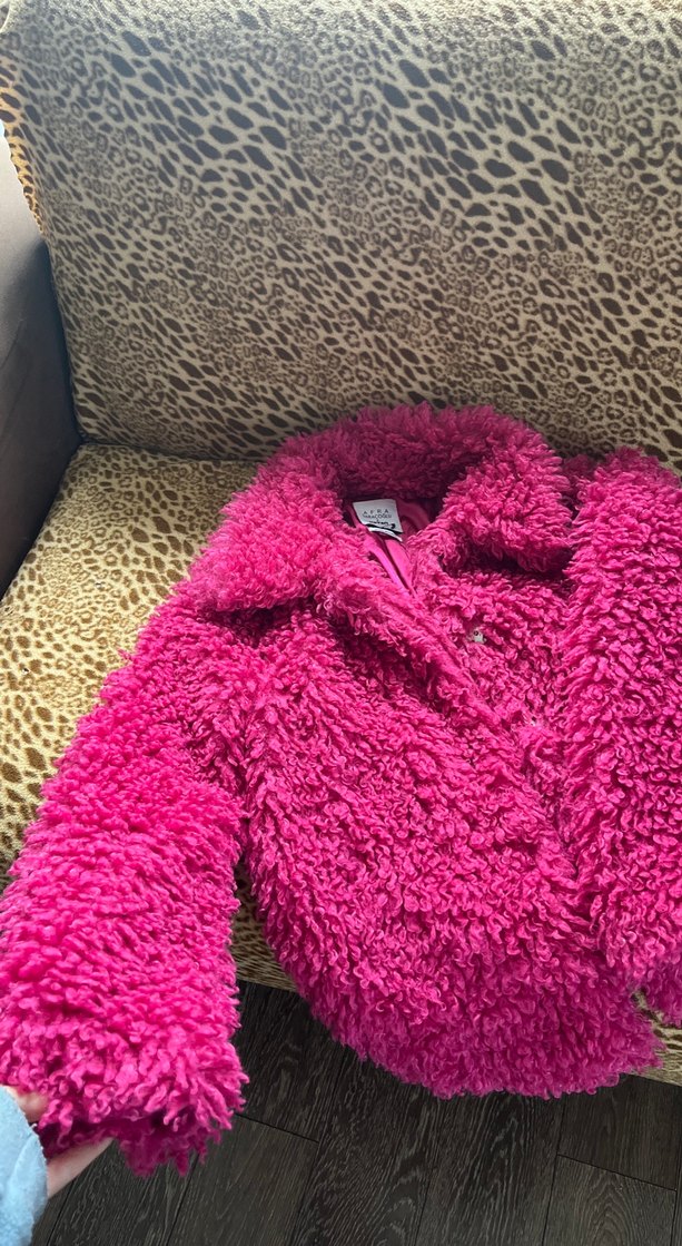 Pembe Peluş Kadın Mont - Görsel 3