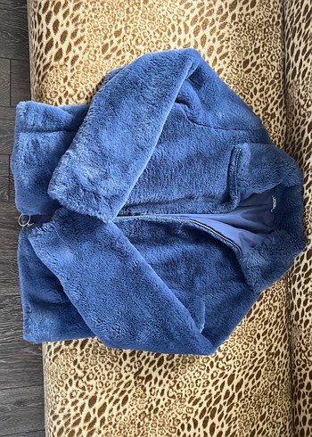 Mavi Peluş Kadın Ceket - Görsel 2