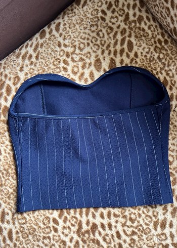 Kadın Lacivert Çizgili Straplez Büstiyer - Görsel 2