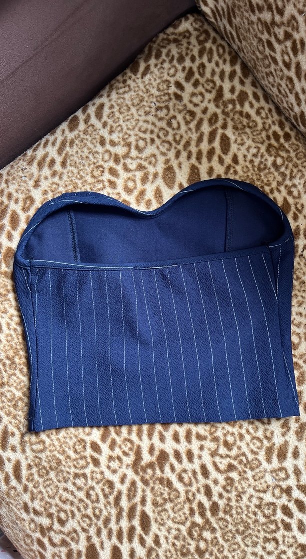 Kadın Lacivert Çizgili Straplez Büstiyer - Görsel 2