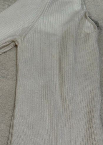 Beyaz Kadın Boğazlı Fitilli Triko - Görsel 2