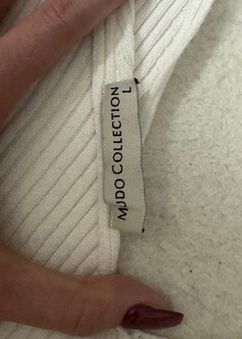 Beyaz Kadın Boğazlı Fitilli Triko - Görsel 3