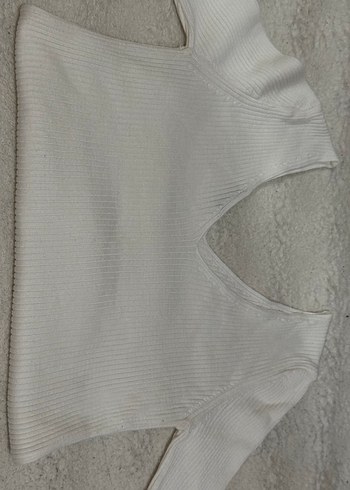 Beyaz Kadın Boğazlı Fitilli Triko - Görsel 4