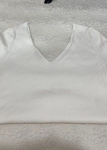 Beyaz Kadın Boğazlı Fitilli Triko - Görsel 5