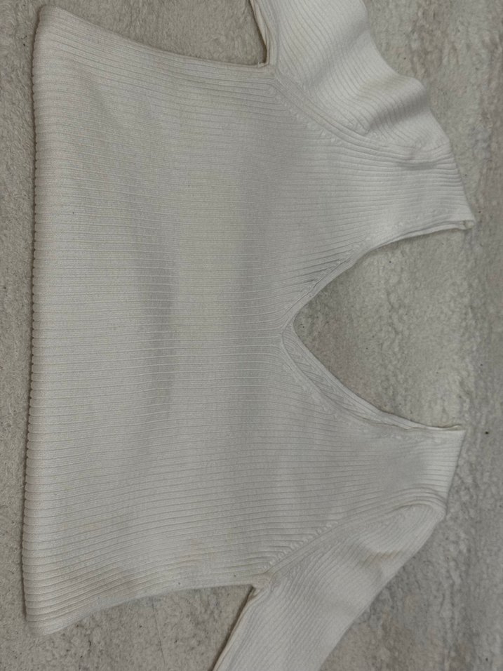 Beyaz Kadın Boğazlı Fitilli Triko - Görsel 4