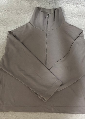 Fermuarlı Yüksek Yakalı Kadın Sweatshirt - Görsel 3