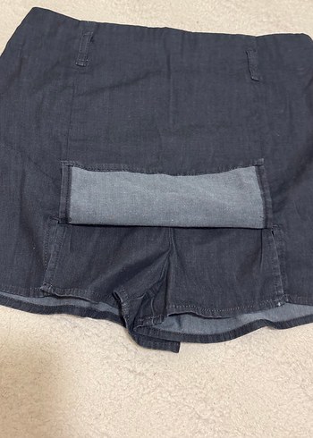 Kadın Lacivert Mini Denim Şort Etek - Görsel 3