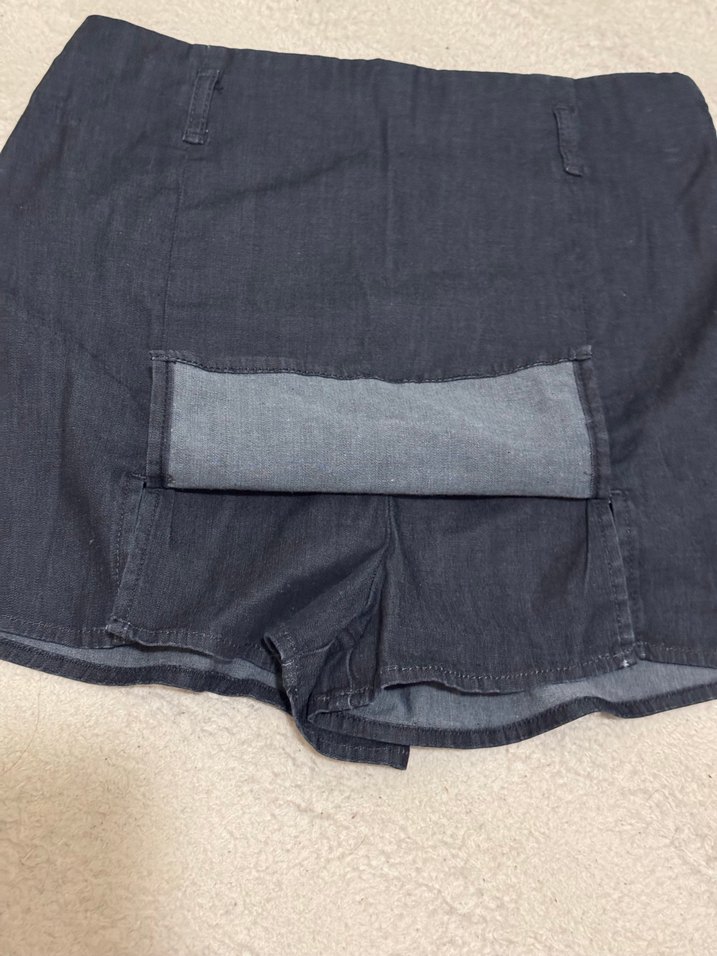 Kadın Lacivert Mini Denim Şort Etek - Görsel 3