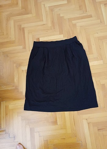 Siyah Midi penye cepli Etek