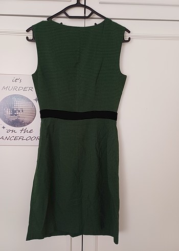 Yeşil V Yaka Piliseli Elbisesi - Görsel 5