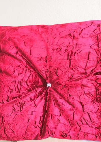 Koyu kırmızı kadife büyük boy kırlent - Görsel 4