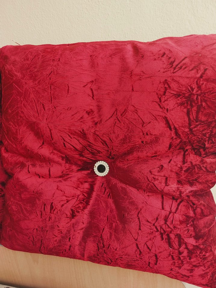 Koyu kırmızı kadife büyük boy kırlent - Görsel 2