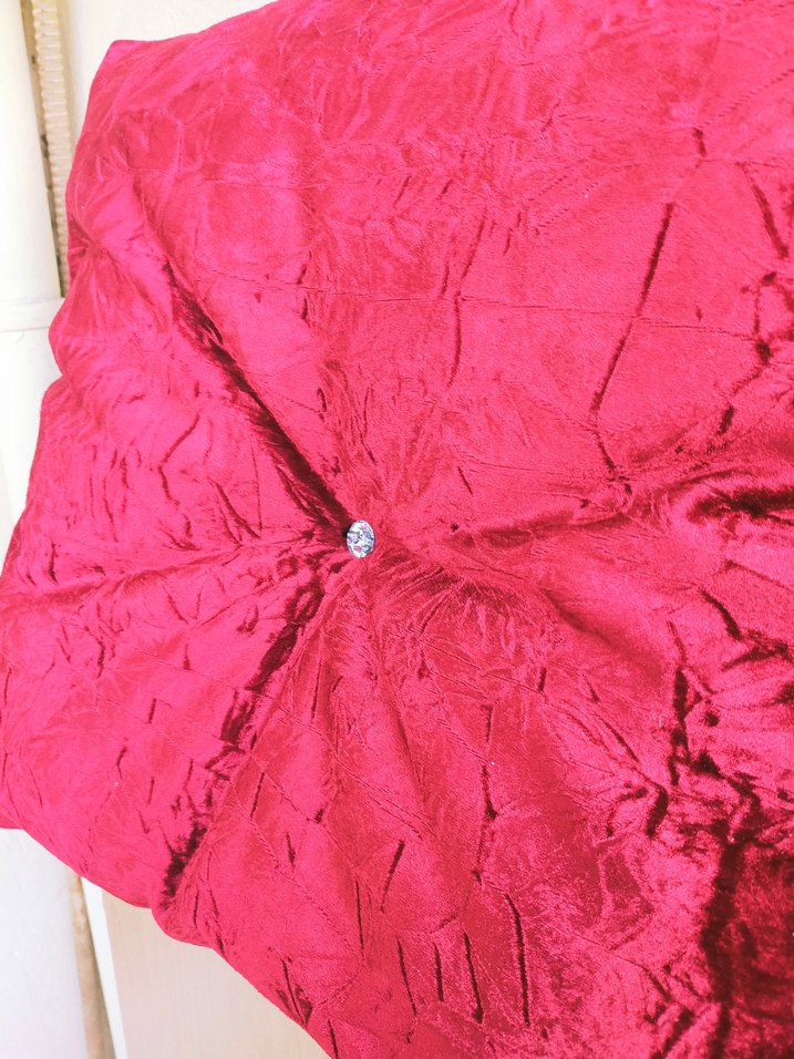 Koyu kırmızı kadife büyük boy kırlent - Görsel 5