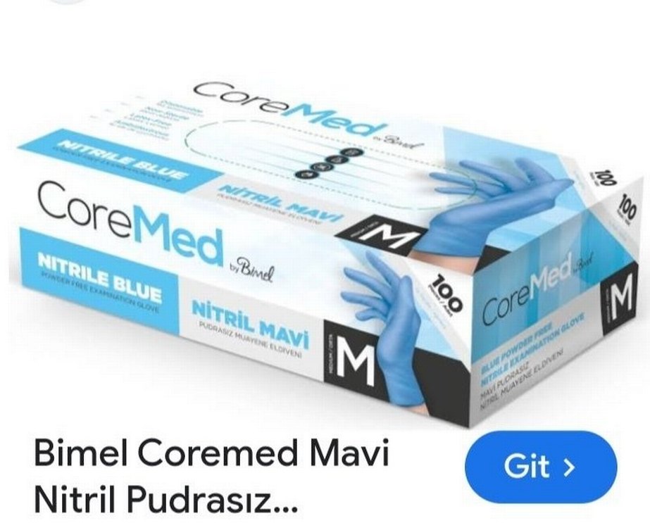 Mavi Pudrasız Nitril Eldiven Medium 100'lü - Görsel 2