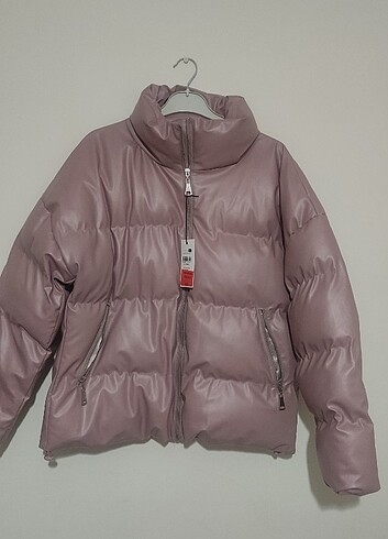 l Beden Pembe deri şişme mont