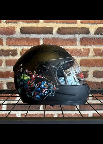 Koyu Mavi Baskılı Seramik Motosiklet Kaskı - Görsel 4