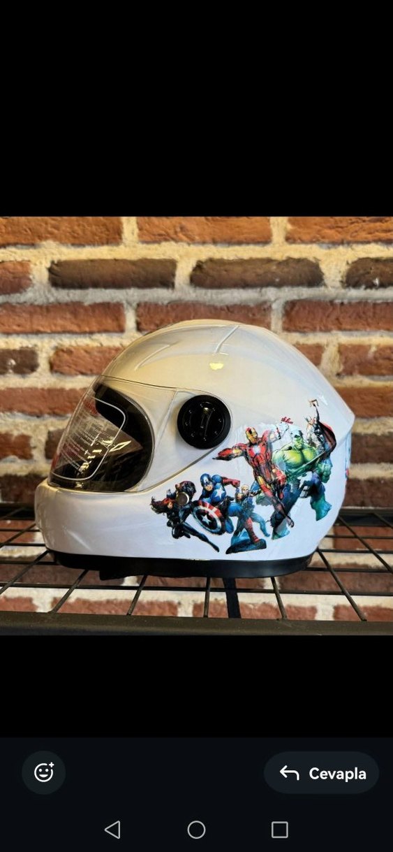 Koyu Mavi Baskılı Seramik Motosiklet Kaskı - Görsel 3