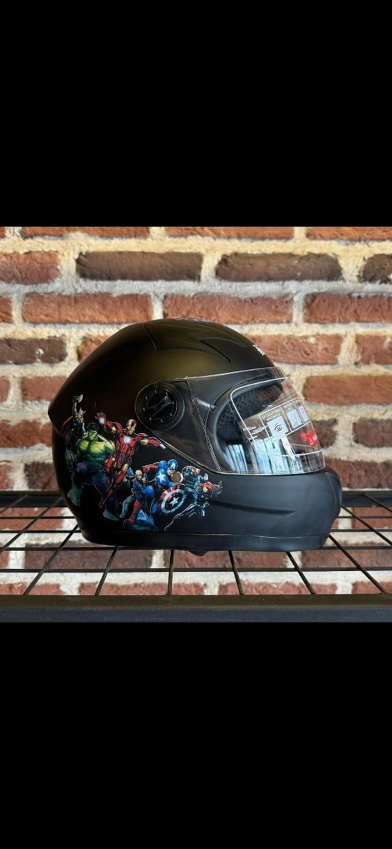 Koyu Mavi Baskılı Seramik Motosiklet Kaskı - Görsel 4