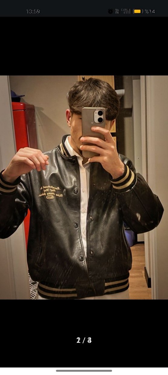 Vintage italy deri ceket - Görsel 2