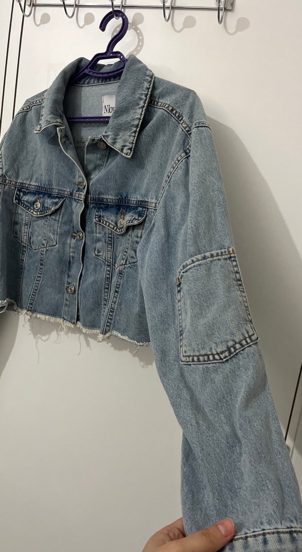 Düğmeli Mavi Kadın Jean Ceket - Görsel 2