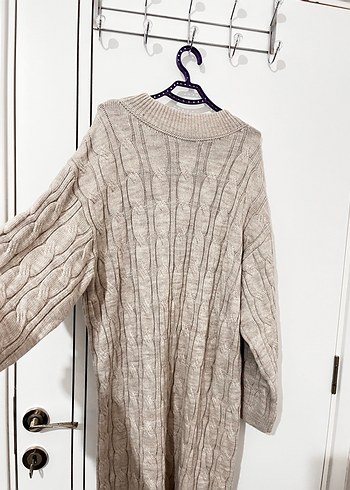 Bej Uzun Triko Kadın Elbise - Görsel 2