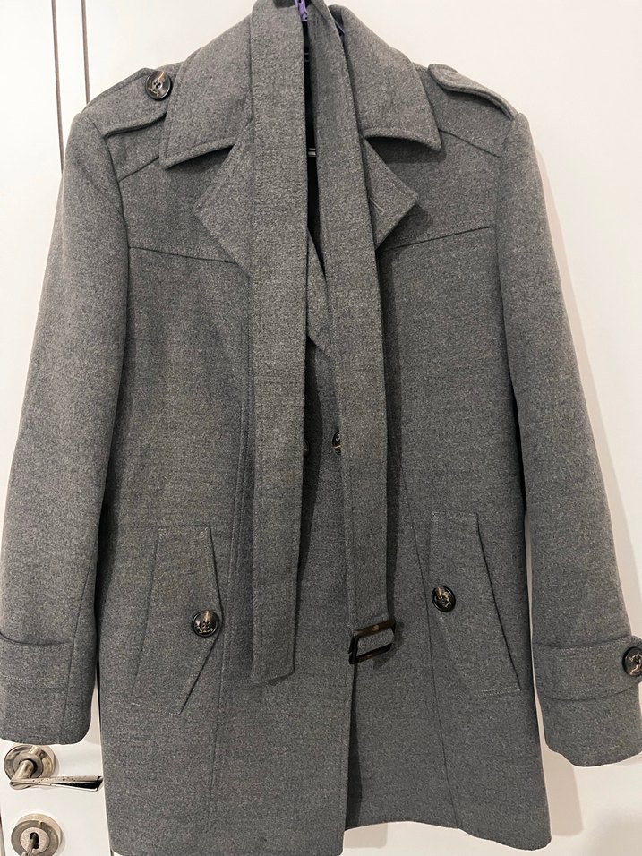 Düğmeli Gri Midi erkek kaban - Görsel 3