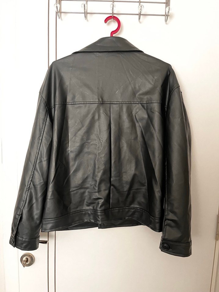 Düğmeli Siyah Deri ceket erkek - Görsel 2