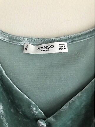 Mango mango askılı su yeşili kadife bluz