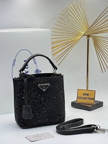 Prada panier siyah taşlı çanta