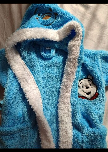 Mavi Nakışlı Erkek Çocuk Bornoz - Görsel 4