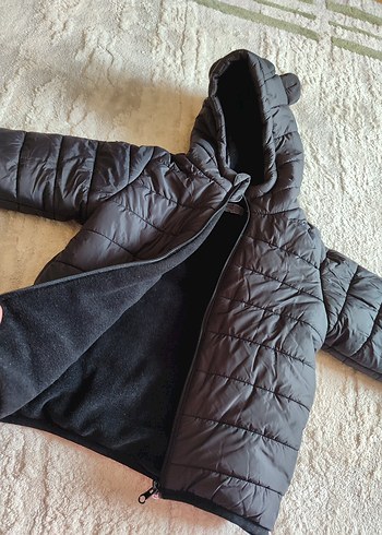 Siyah Kapüşonlu Erkek Çocuk Mont - Görsel 5