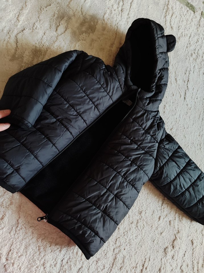 Siyah Kapüşonlu Erkek Çocuk Mont - Görsel 2