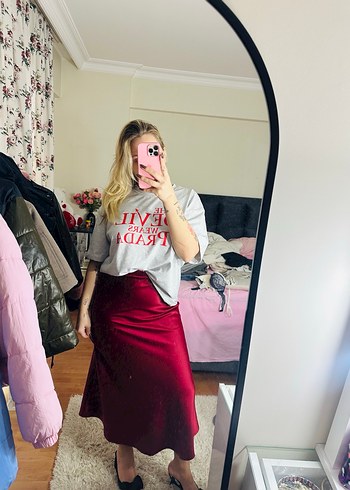 Bordo Midi Kadın Etek - Görsel 2