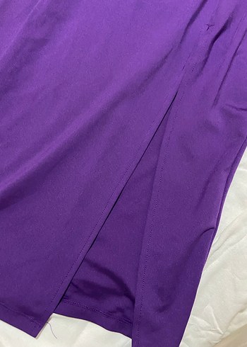 Mor Drapeli Uzun Kollu Kadın Abiye Elbise - Görsel 2