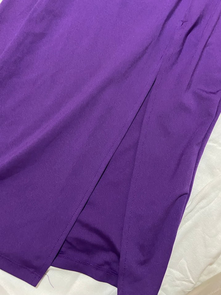 Mor Drapeli Uzun Kollu Kadın Abiye Elbise - Görsel 2