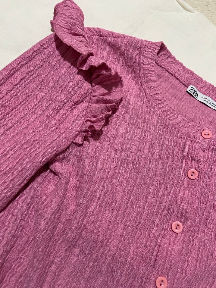 Pembe Düğmeli Uzun Kollu Kadın Hırka - Görsel 2