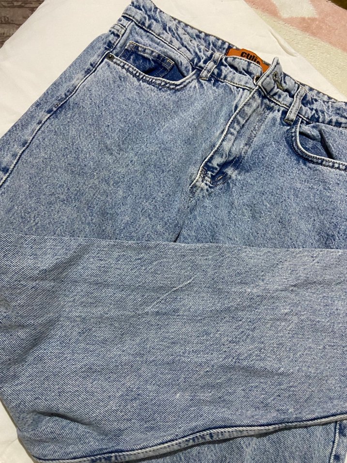 Mavi Bol Kesim Midi Kot Pantolon - Görsel 2