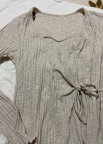 Bej V Yaka Triko Hamile Elbisesi - Görsel 3