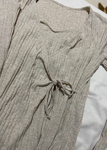 Bej V Yaka Triko Hamile Elbisesi - Görsel 2