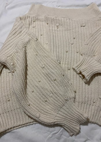 İnci Detaylı Örgü Kadın Kazak - Görsel 2