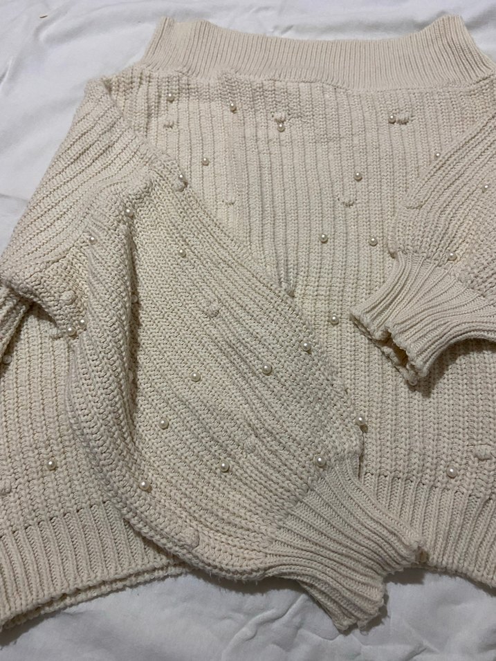 İnci Detaylı Örgü Kadın Kazak - Görsel 2