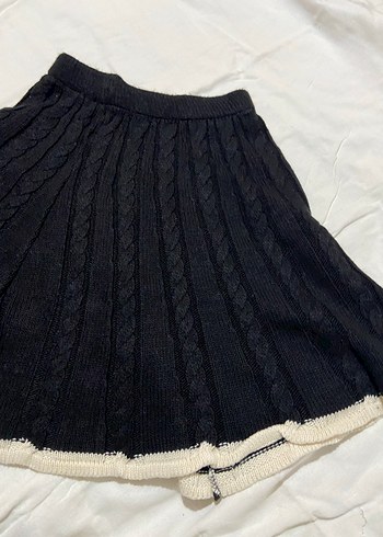 Siyah Örgü Midi Mini Etek - Görsel 2