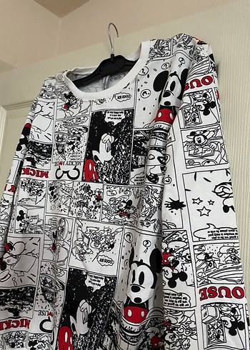 Beyaz Baskılı Mickey Mouse Sweatshirt - Görsel 2