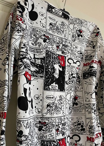 Beyaz Baskılı Mickey Mouse Sweatshirt - Görsel 3