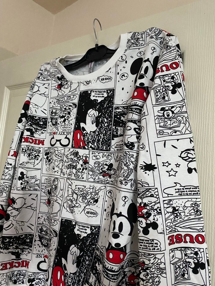 Beyaz Baskılı Mickey Mouse Sweatshirt - Görsel 2