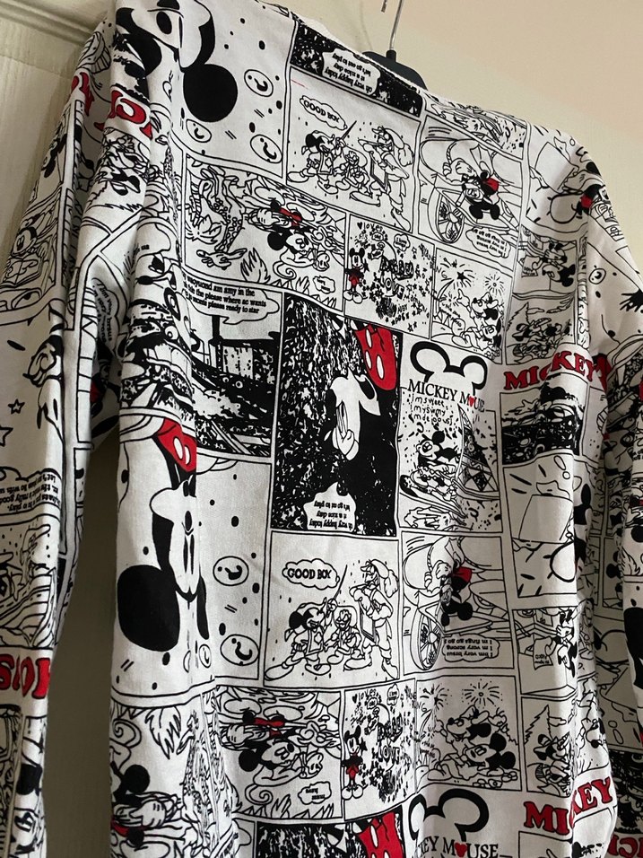 Beyaz Baskılı Mickey Mouse Sweatshirt - Görsel 3