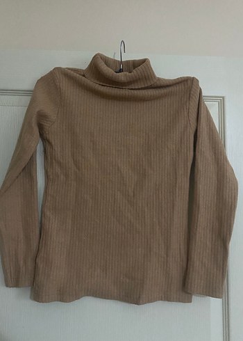 Bej Kadın Boğazlı Fitilli Triko Kazak - Görsel 2